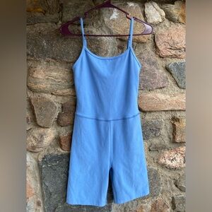 Beyond Yoga Blue Spacedye Biker Jumpsuit with Spaghetti Straps